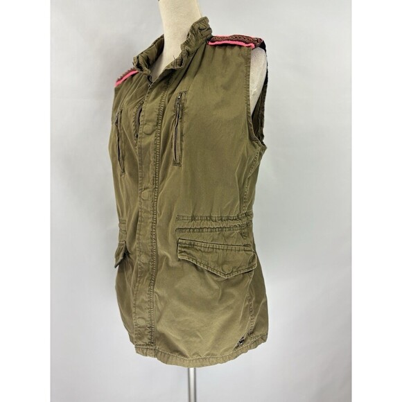 Maison Scotch by Scotch & Soda Cargo Utility Vest Olive Green Medium Drawstring - Picture 15 of 15